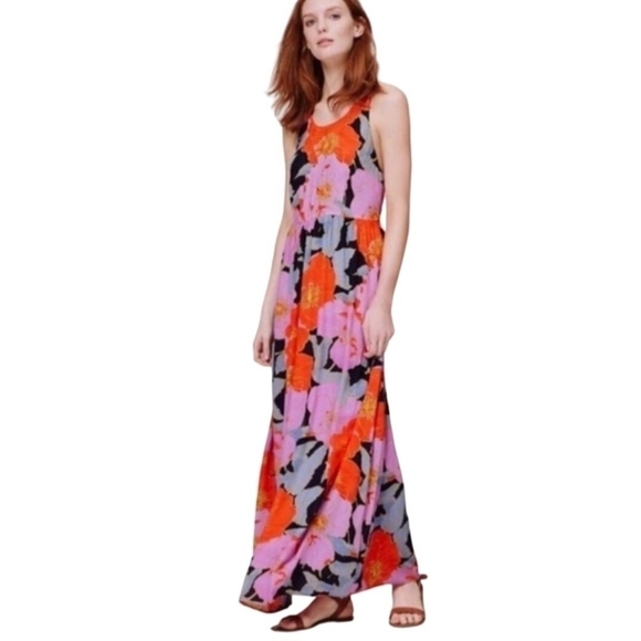 Ann Taylor Loft Full Bloom Halter Strappy Maxi Dress Blogger's Favorite Size 6 - Picture 1 of 13